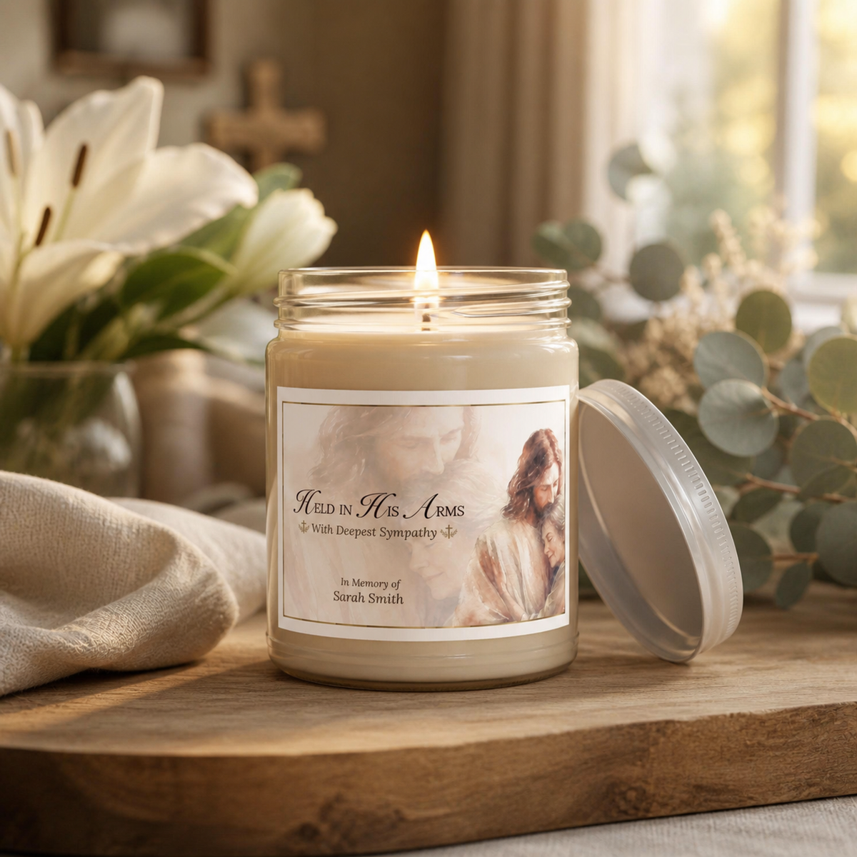 Heaven's Embrace Personalized Loss of Mother Candle