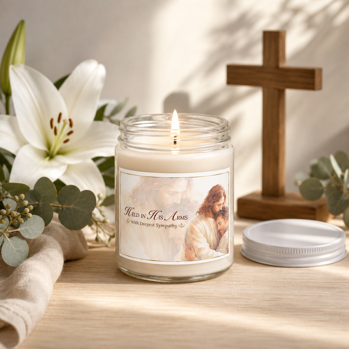 Heaven's Embrace Loss of Husband Sympathy Candle
