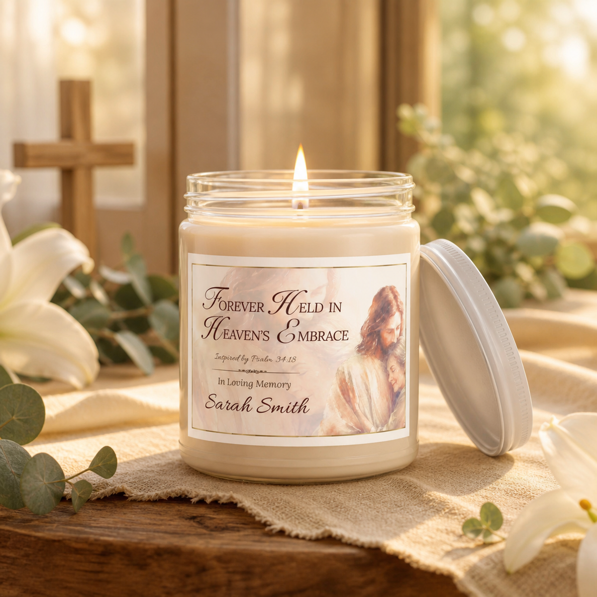 Heaven's Embrace Loss of Mother Memorial Candle