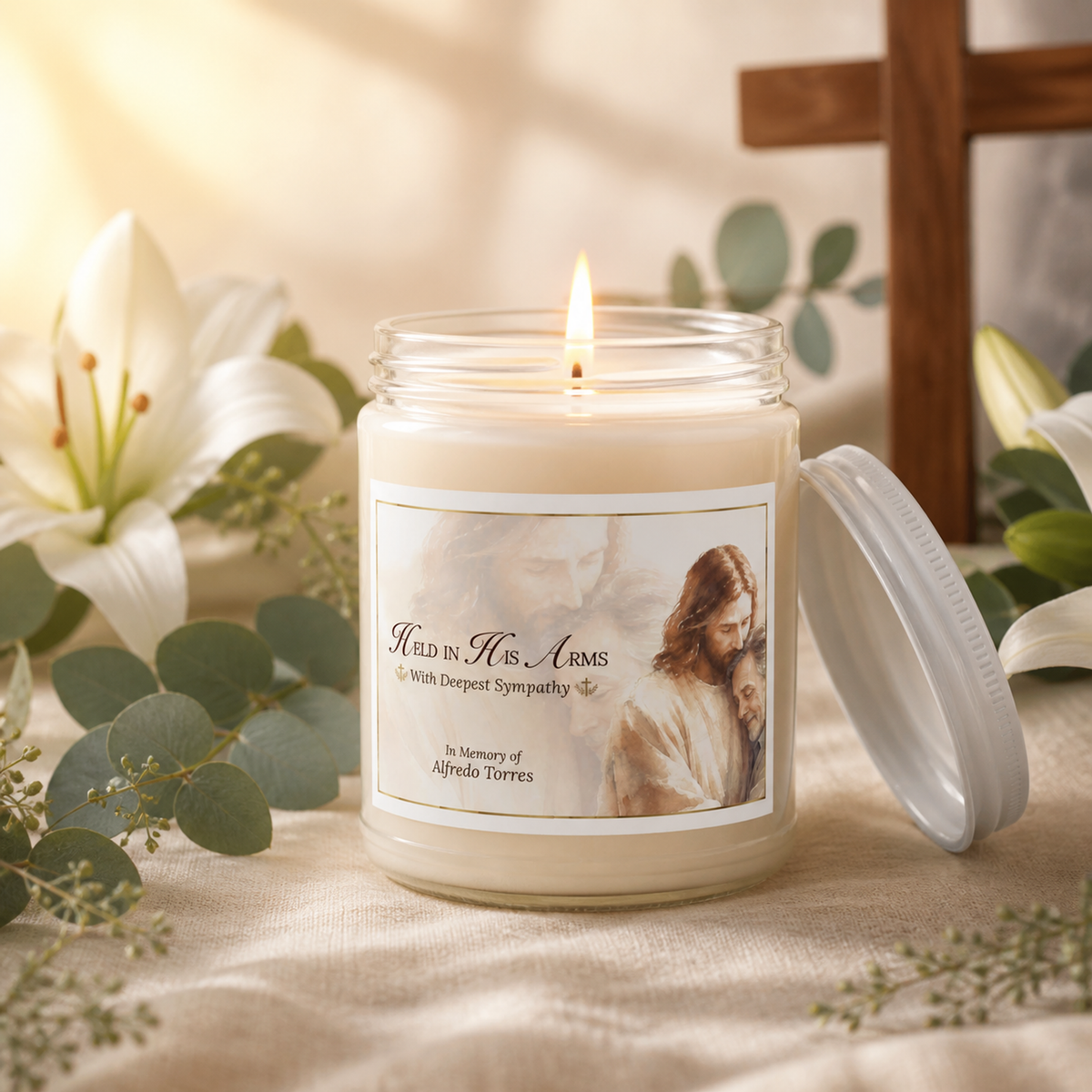 Heaven's Embrace Personalized Loss of Father Candle
