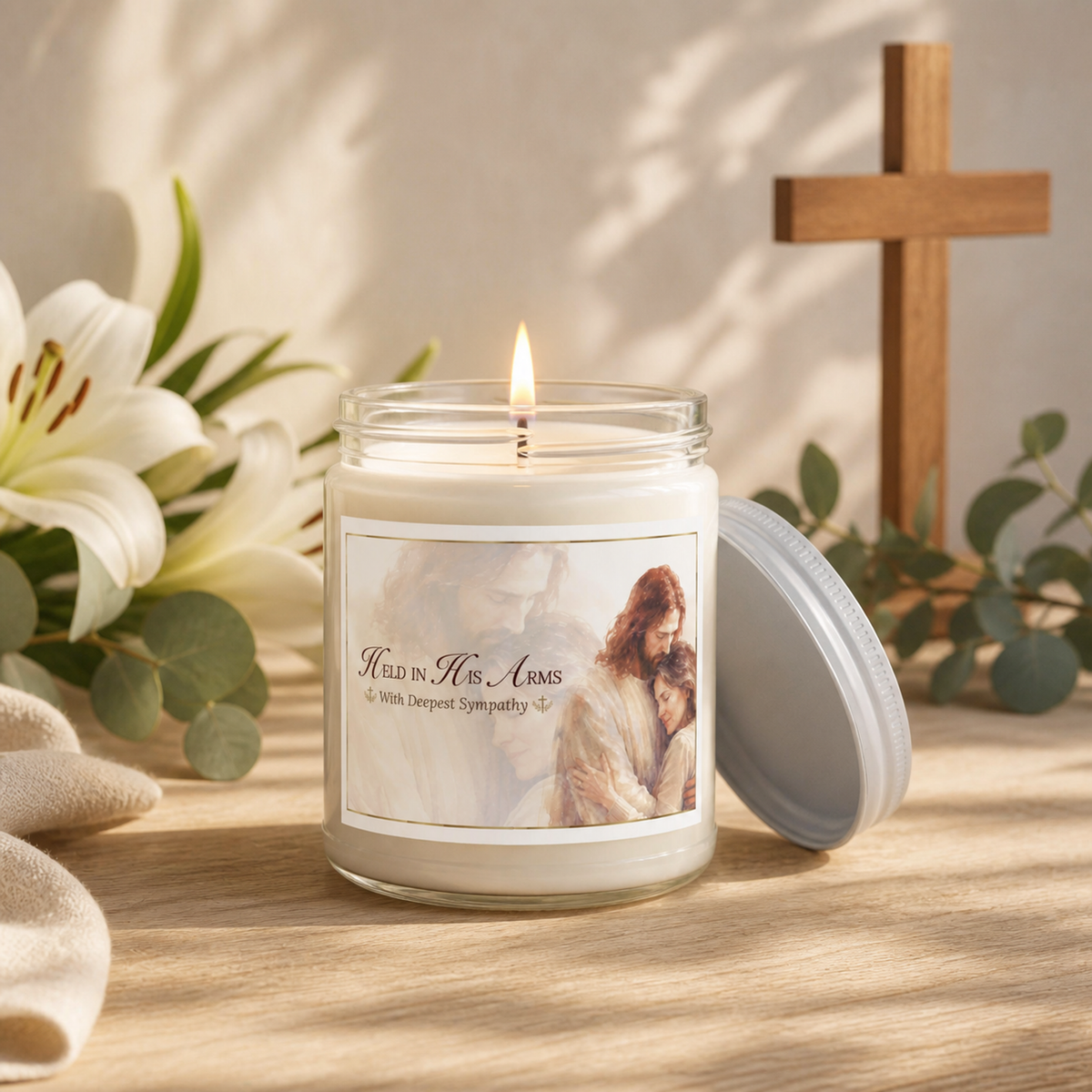 Heaven's Embrace Loss of Wife Sympathy Candle