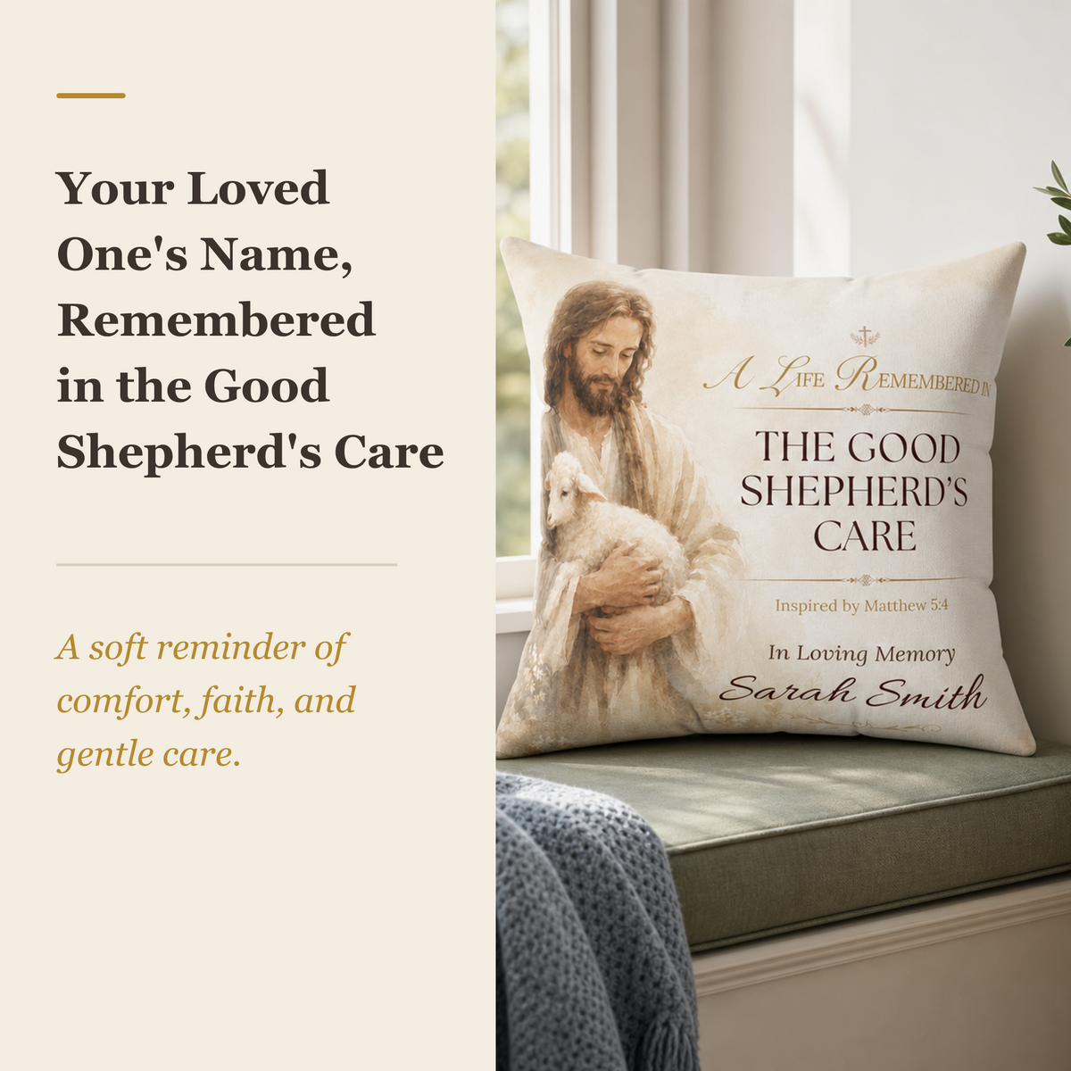 Good Shepherd's Peace Personalized Memorial Pillow