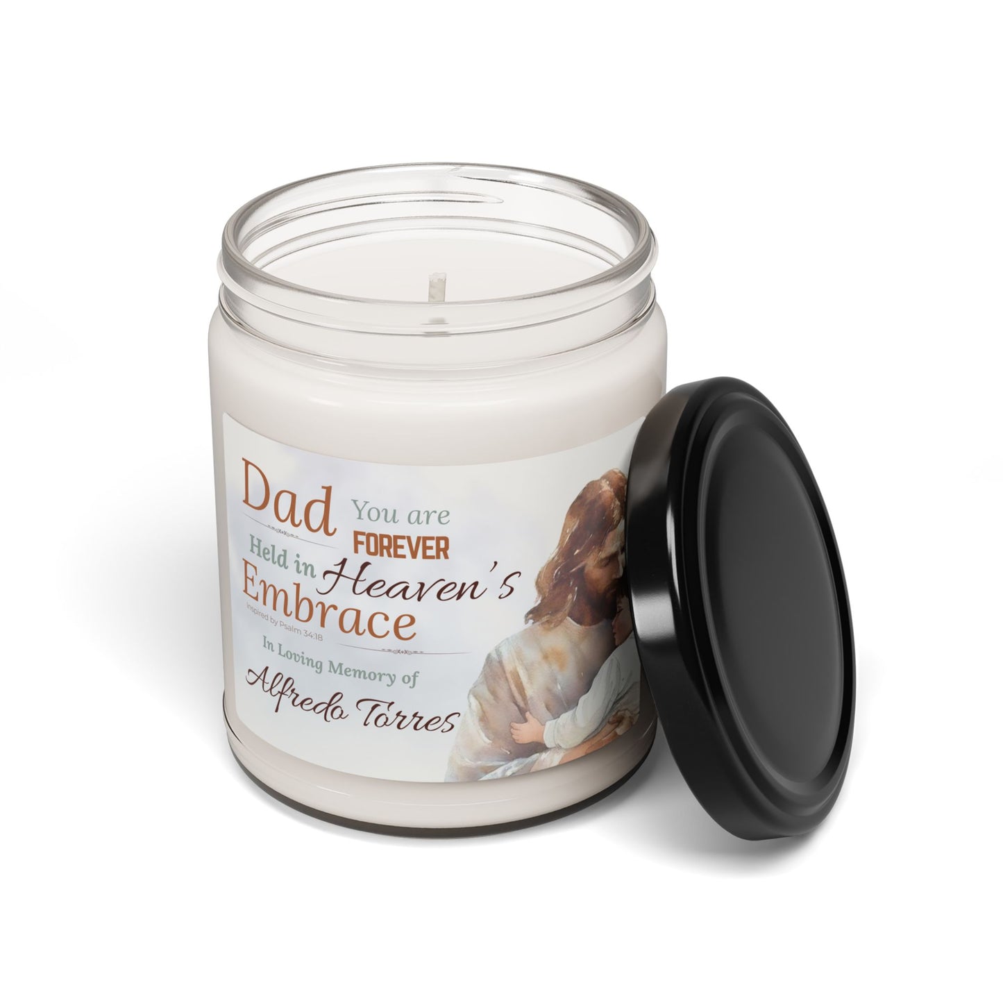 Heaven’s Embrace Memorial Candle | Personalized Christian Sympathy Gift for Loss of Father