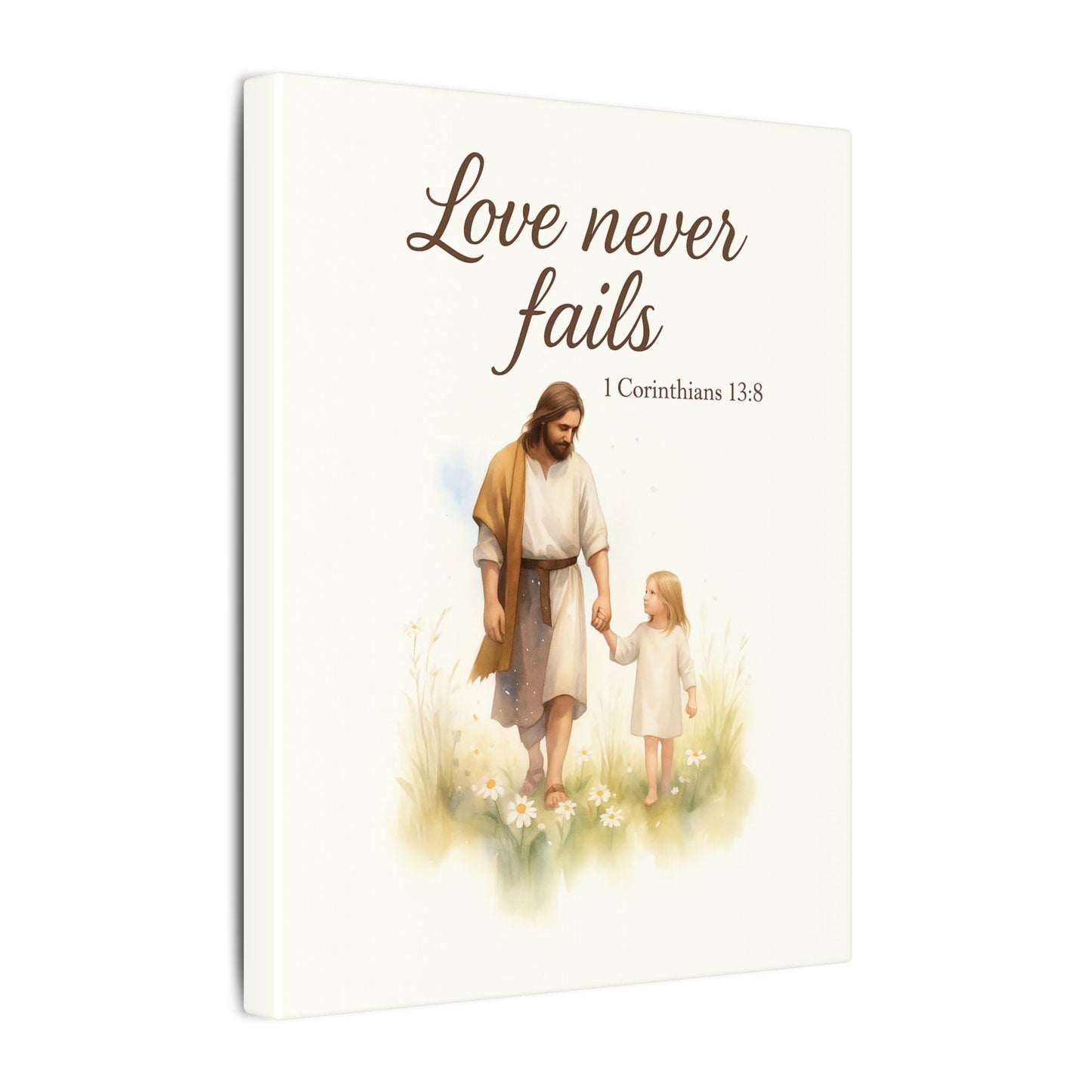 Inspirational Memorial Art Canvas, Bible Verse Love Never Fails Keepsake, Eternal Memory Wall Decor