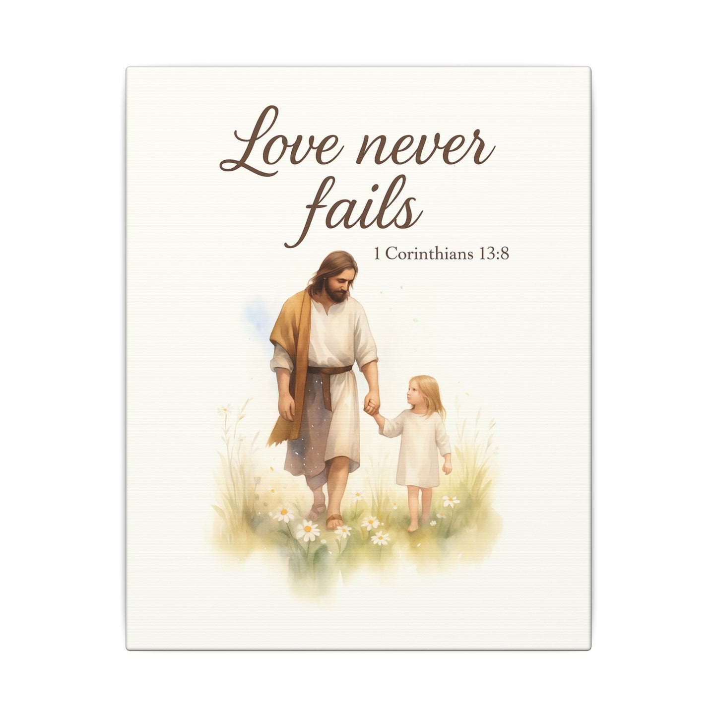 Inspirational Memorial Art Canvas, Bible Verse Love Never Fails Keepsake, Eternal Memory Wall Decor