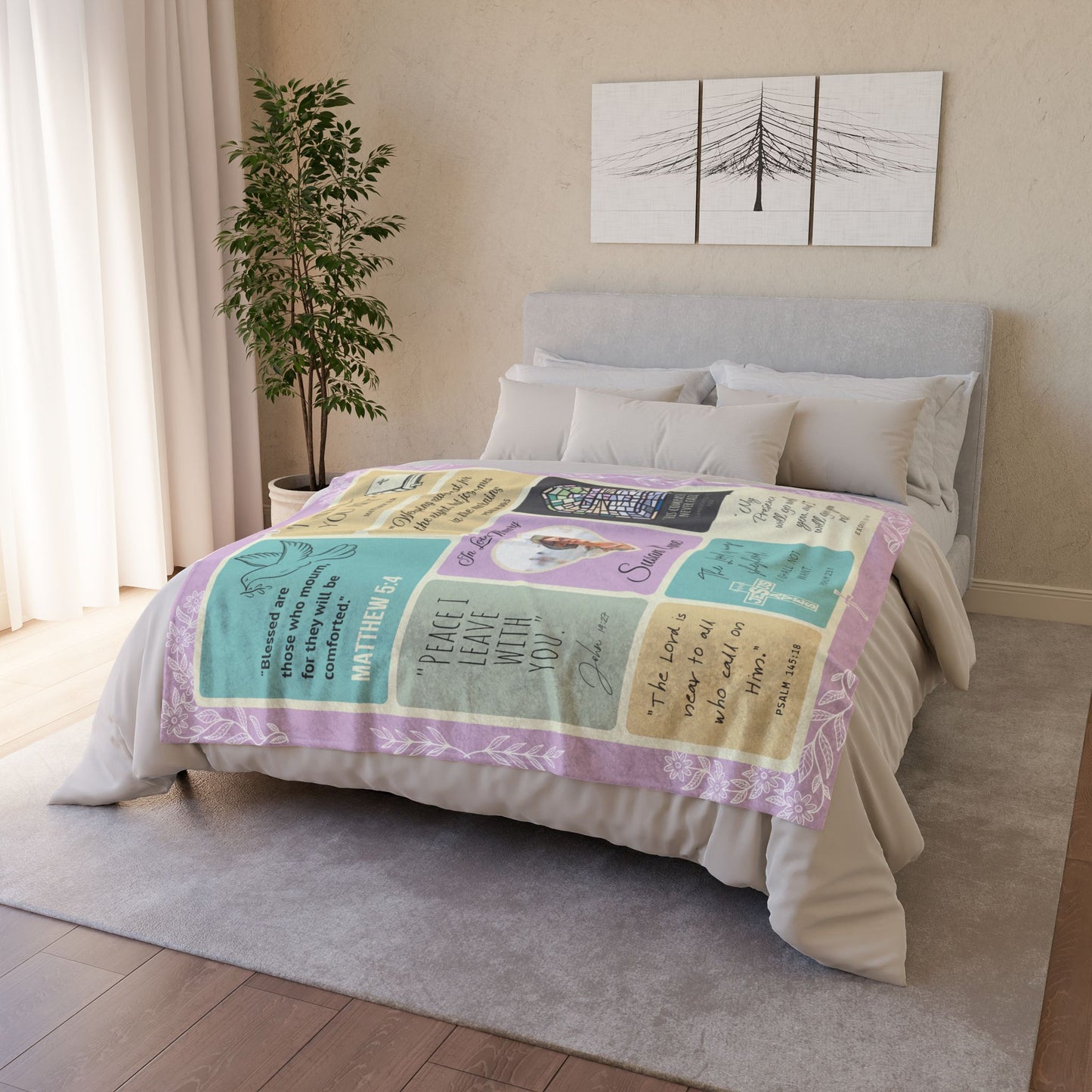 Christian Memorial Blanket - Personalized In Loving Memory of Mom Scripture Design