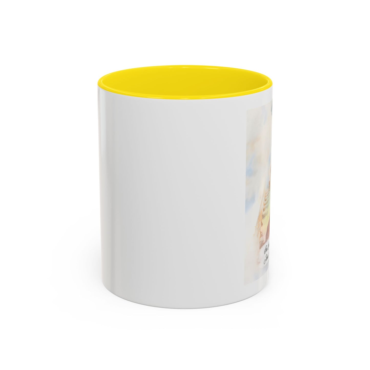 Custom Memorial Accent Coffee Mug with Photo and Text – Sacred Background Keepsake