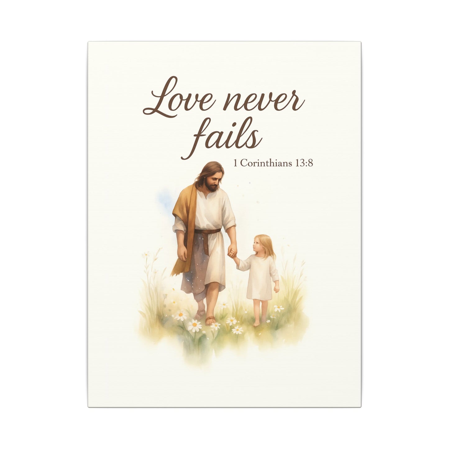 Inspirational Memorial Art Canvas, Bible Verse Love Never Fails Keepsake, Eternal Memory Wall Decor