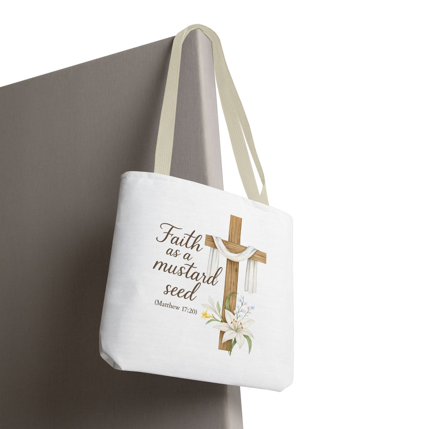 Inspirational Tote Bag - Faith as a Mustard Seed - Matthew 17:20 Memorial Gift