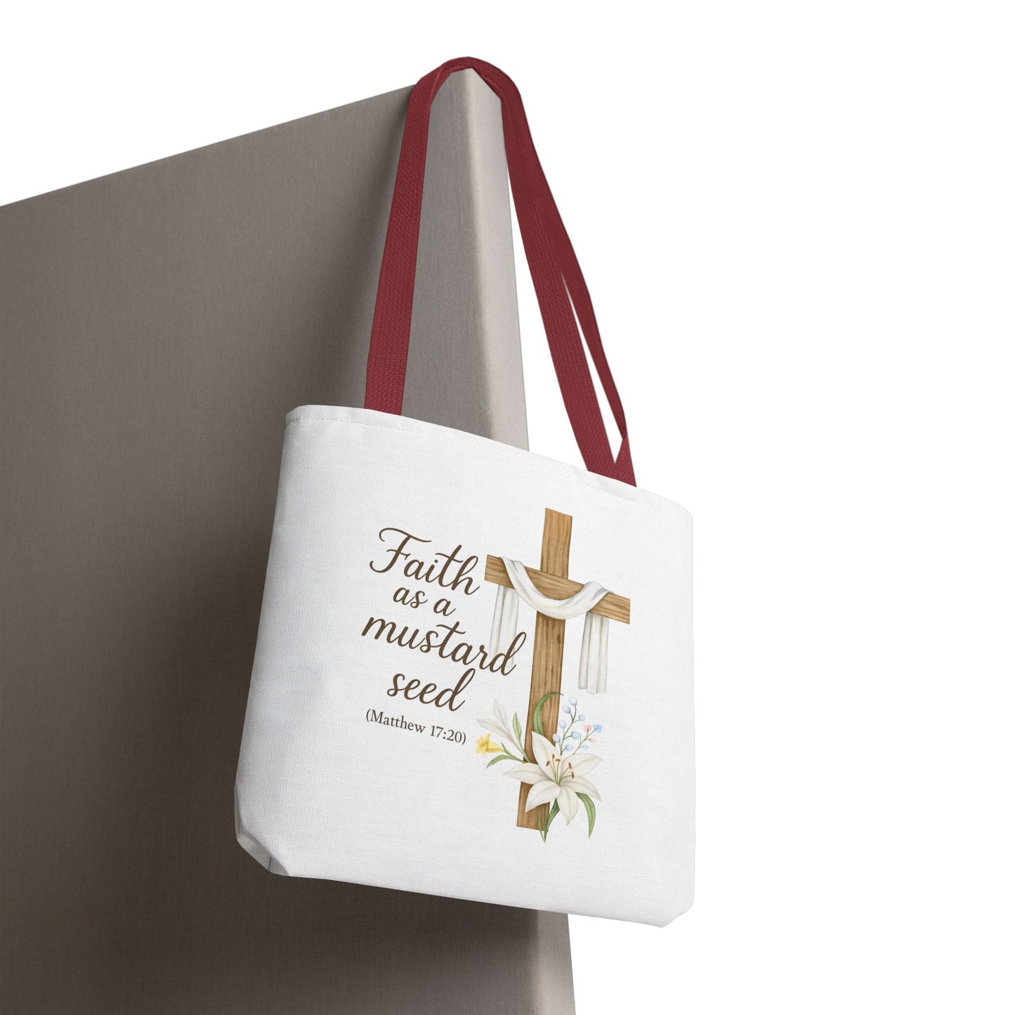 Inspirational Tote Bag - Faith as a Mustard Seed - Matthew 17:20 Memorial Gift