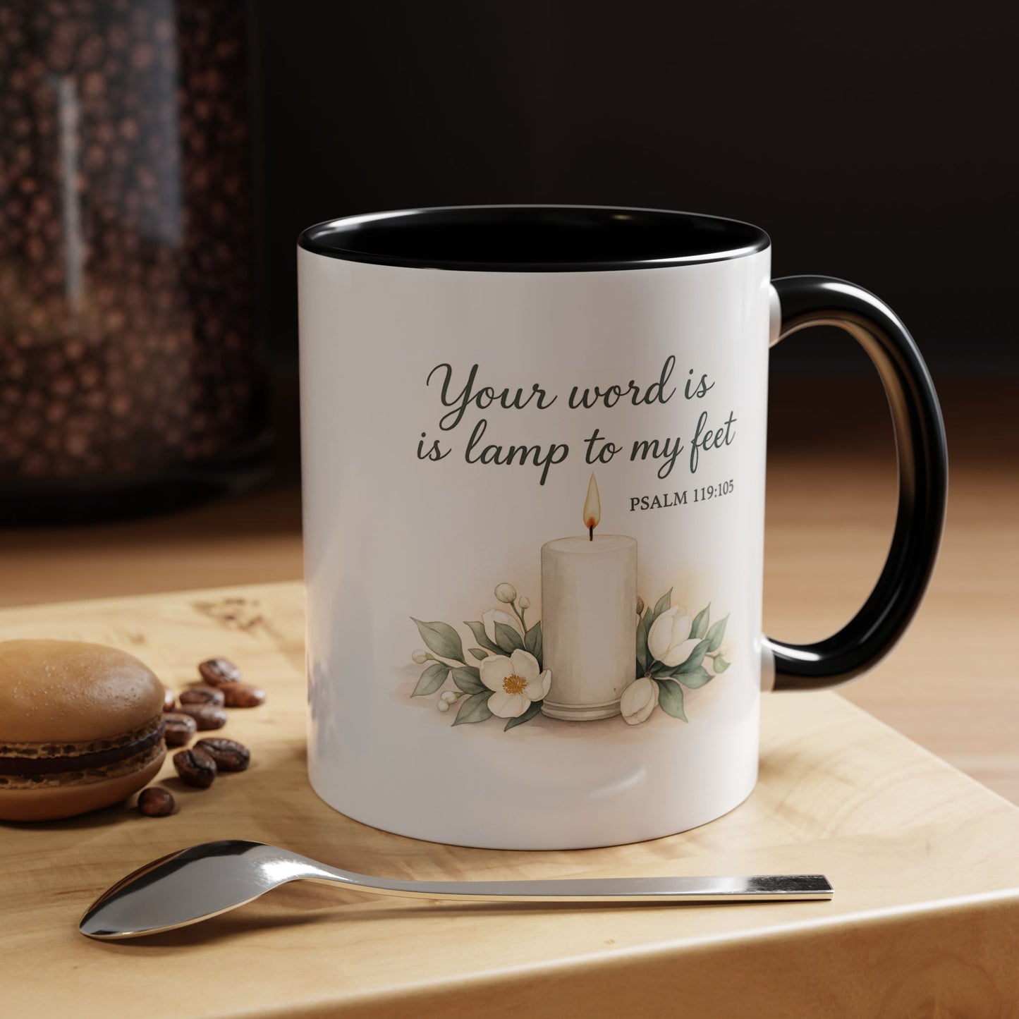 Memorial Accent Coffee Mug - Your Word Is a Lamp to My Feet - Psalm 119:105