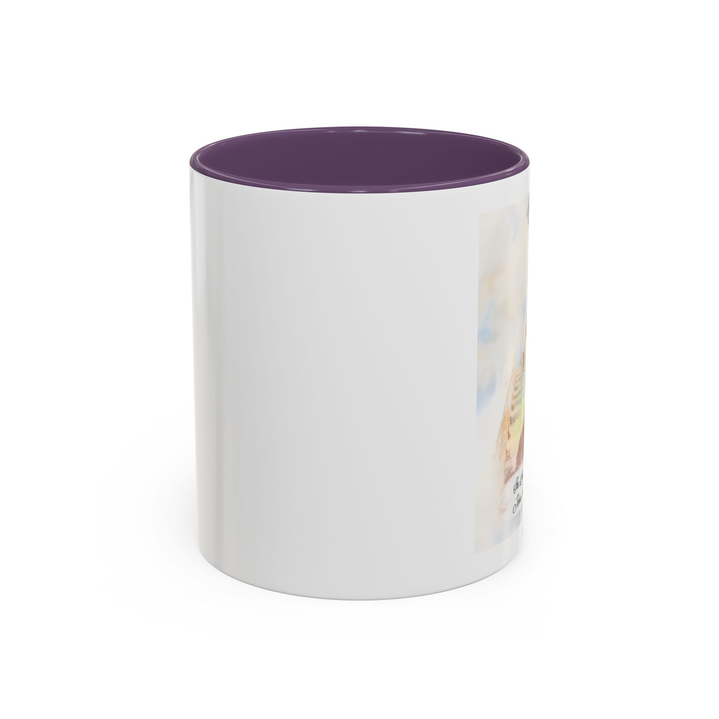 Custom Memorial Accent Coffee Mug with Photo and Text – Sacred Background Keepsake