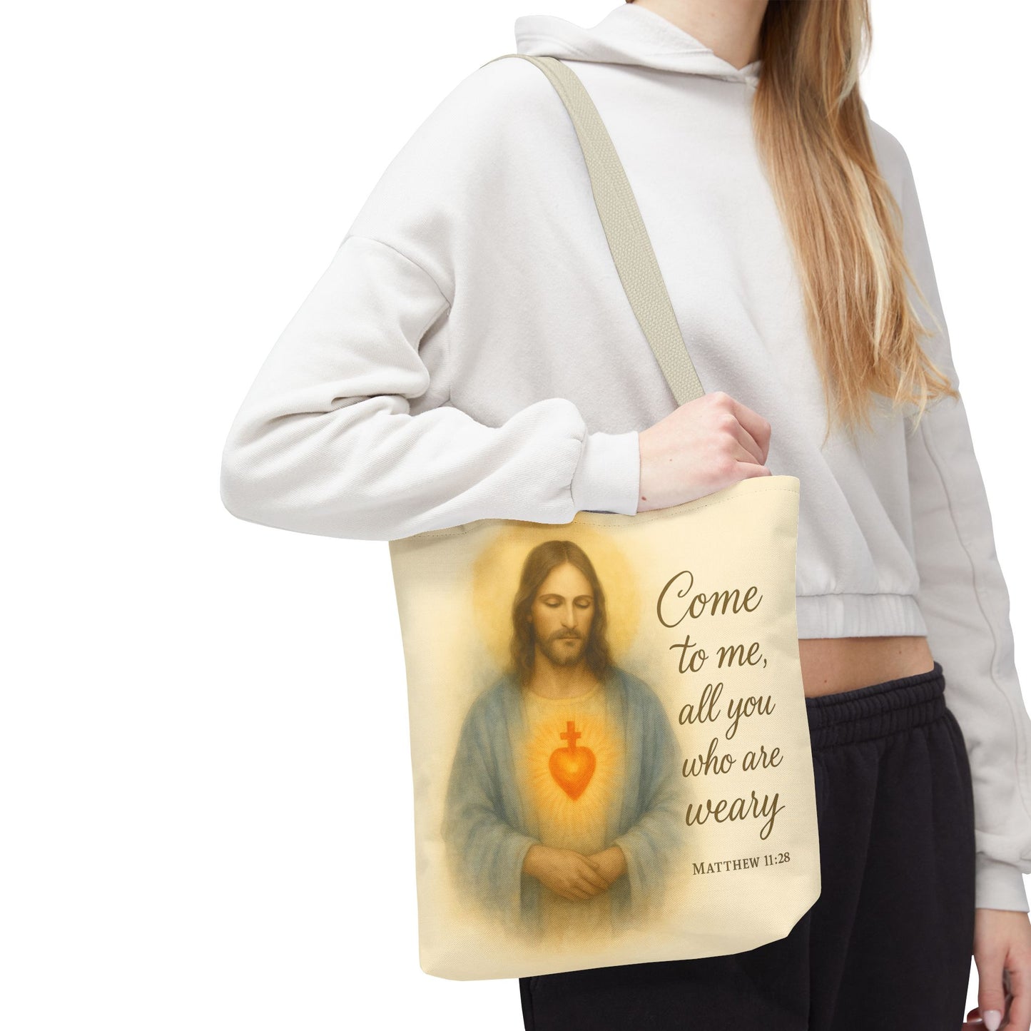 Inspirational Tote Bag - Come to Me, All You Who Are Weary - Matthew 11:28 Memorial Gift