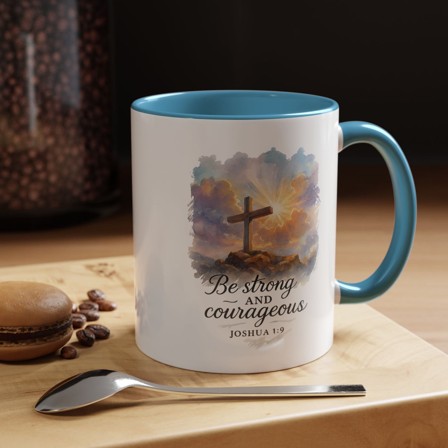 Memorial Accent Coffee Mug - Be Strong and Courageous - Joshua 1:9