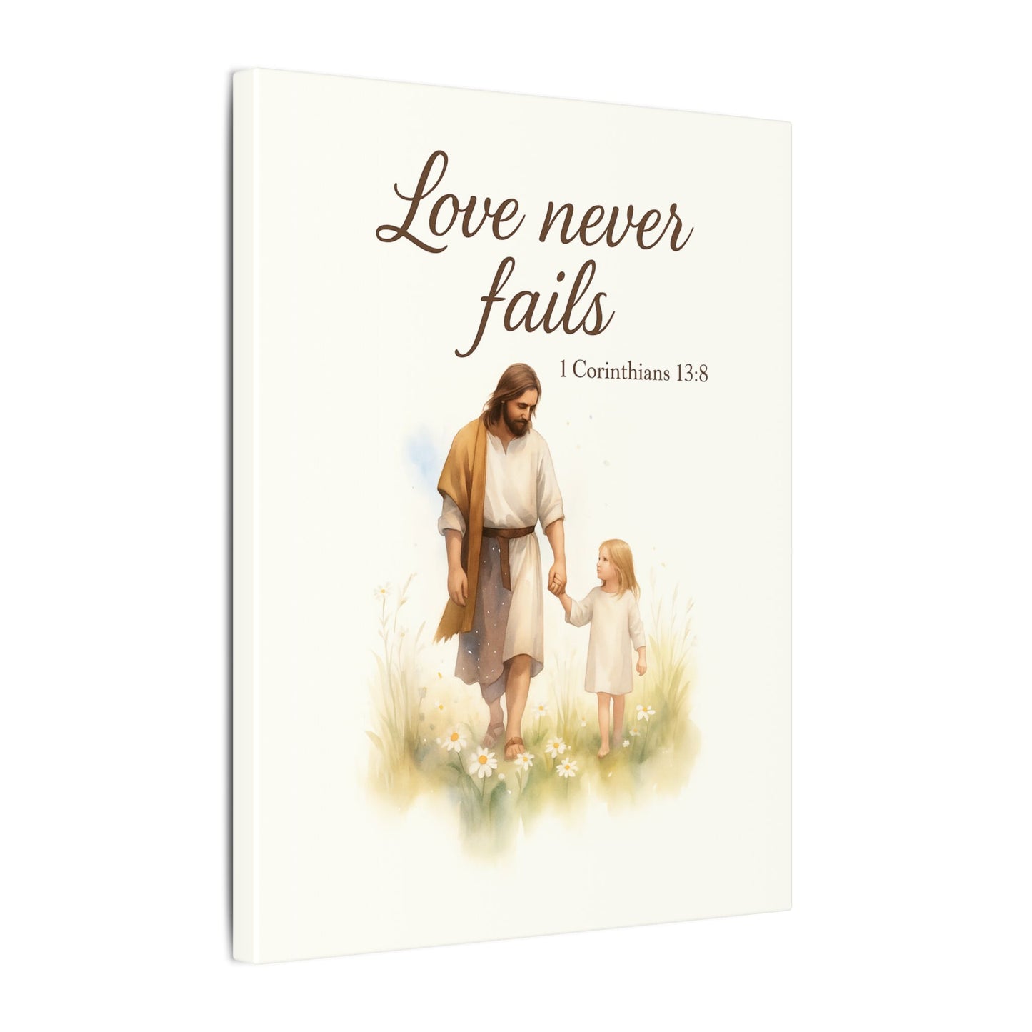Inspirational Memorial Art Canvas, Bible Verse Love Never Fails Keepsake, Eternal Memory Wall Decor