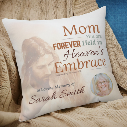 In Loving Memory Pillow – Heaven’s Embrace Design | Personalized Christian Memorial & Sympathy Gift