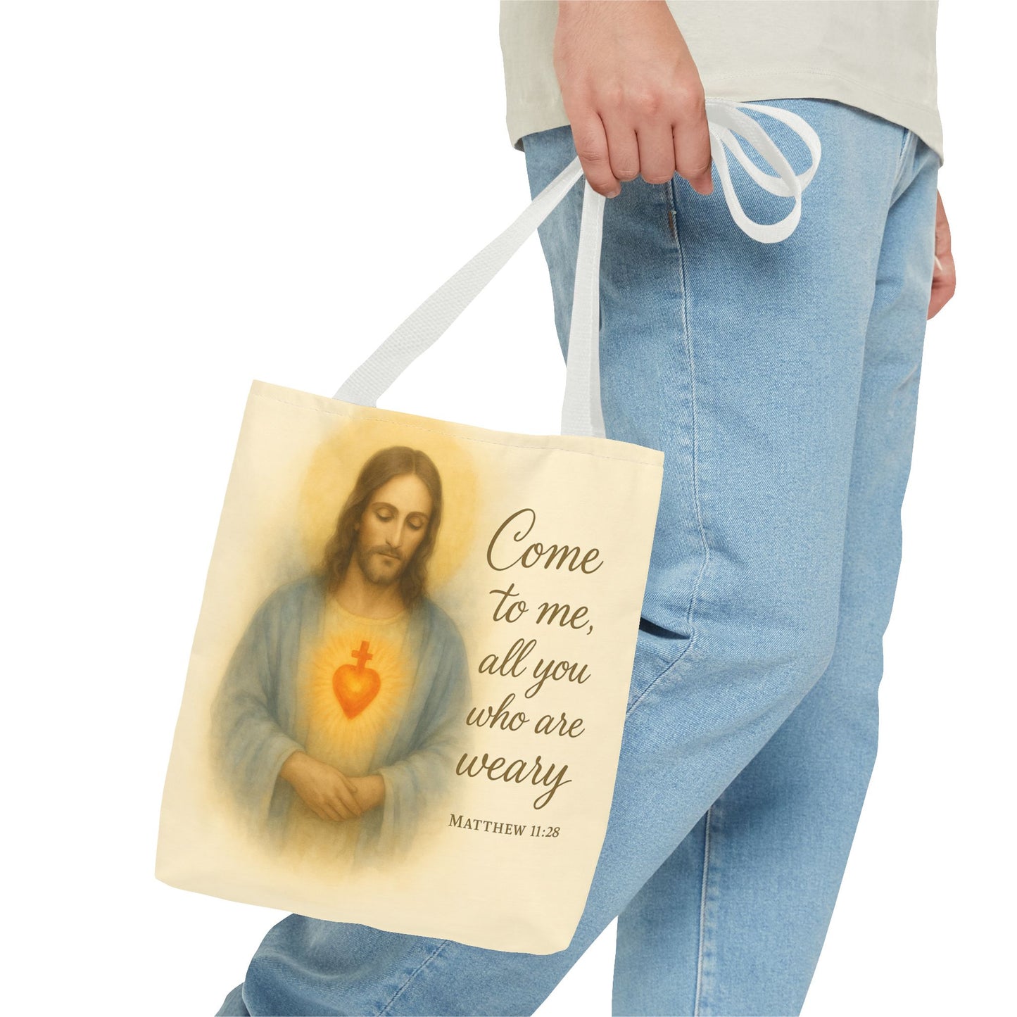 Inspirational Tote Bag - Come to Me, All You Who Are Weary - Matthew 11:28 Memorial Gift