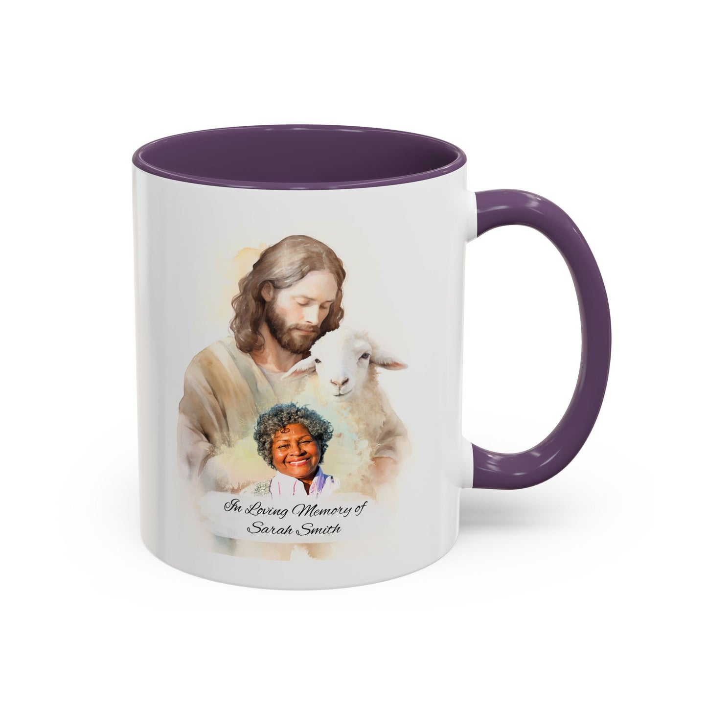 Custom Memorial Accent Coffee Mug with Photo and Text – Sacred Shepherd Keepsake