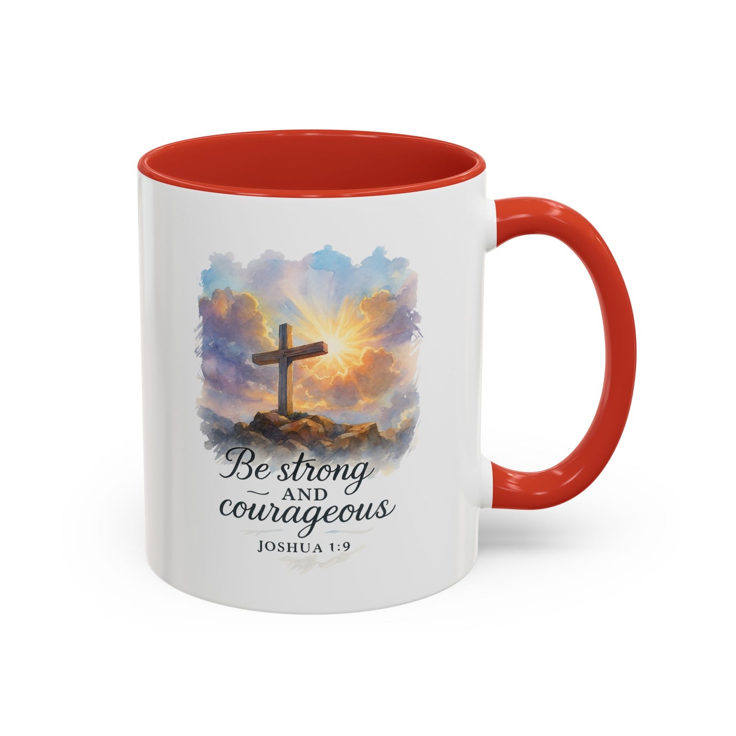 Memorial Accent Coffee Mug - Be Strong and Courageous - Joshua 1:9