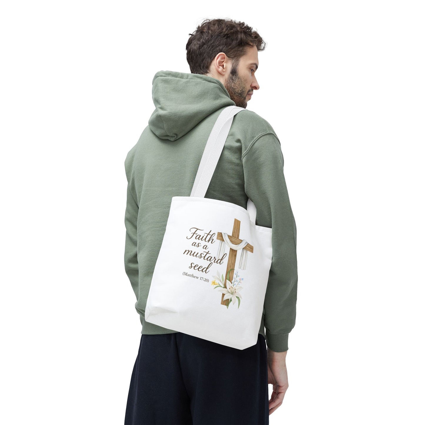 Inspirational Tote Bag - Faith as a Mustard Seed - Matthew 17:20 Memorial Gift