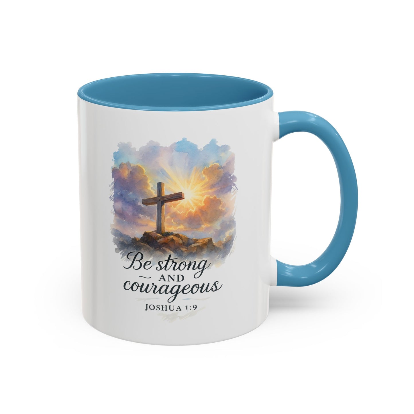Memorial Accent Coffee Mug - Be Strong and Courageous - Joshua 1:9
