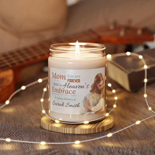 Heaven’s Embrace Memorial Candle | Personalized Christian Sympathy Gift for Loss of Mother