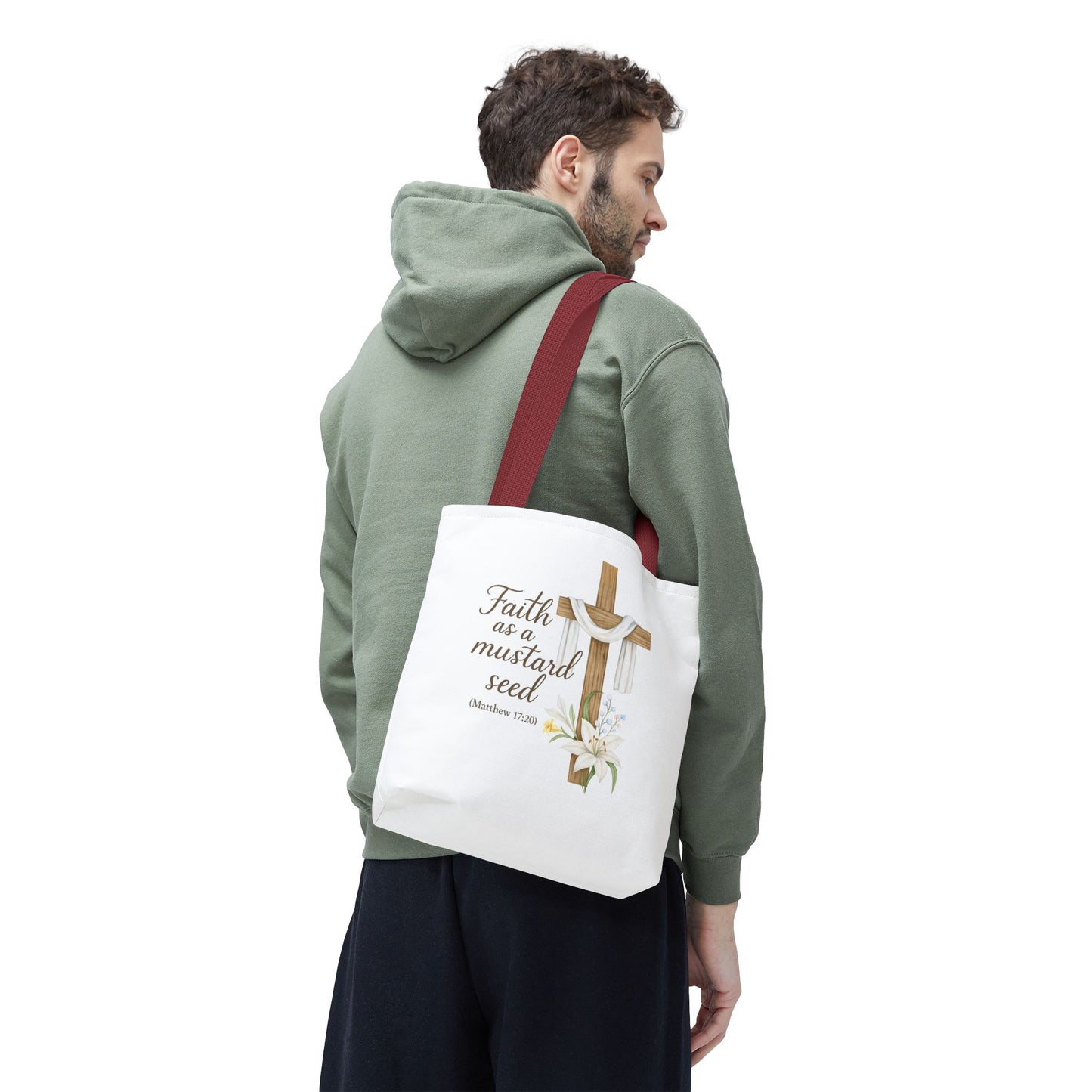 Inspirational Tote Bag - Faith as a Mustard Seed - Matthew 17:20 Memorial Gift