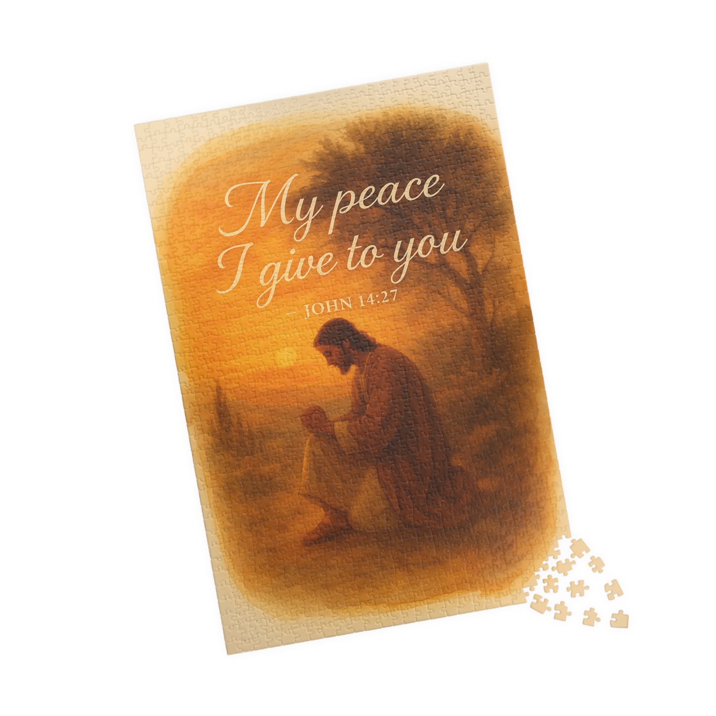 Watercolor Jesus Puzzle - Serenity Over Gethsemane Bible Verse Memorial Gift