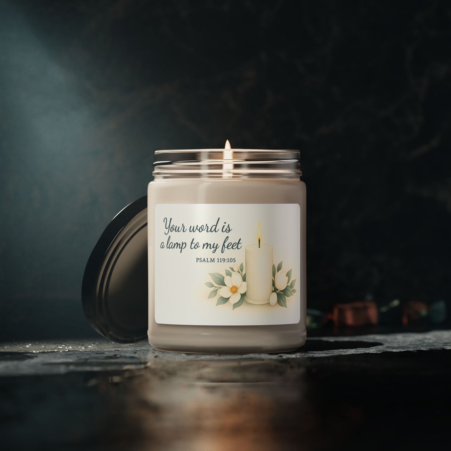Scented Soy Candle - Your Word is a Lamp - Psalm 119:105 - Serenity Home Decor