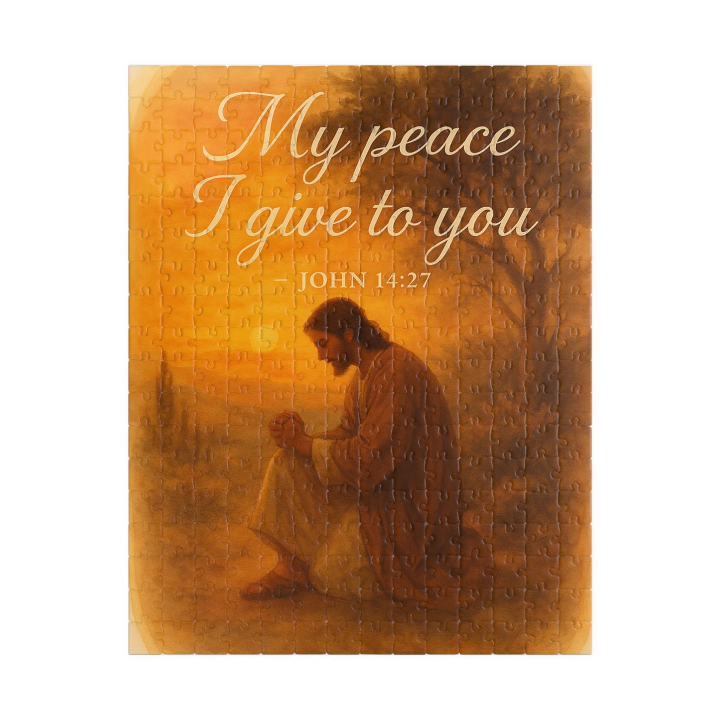 Watercolor Jesus Puzzle - Serenity Over Gethsemane Bible Verse Memorial Gift