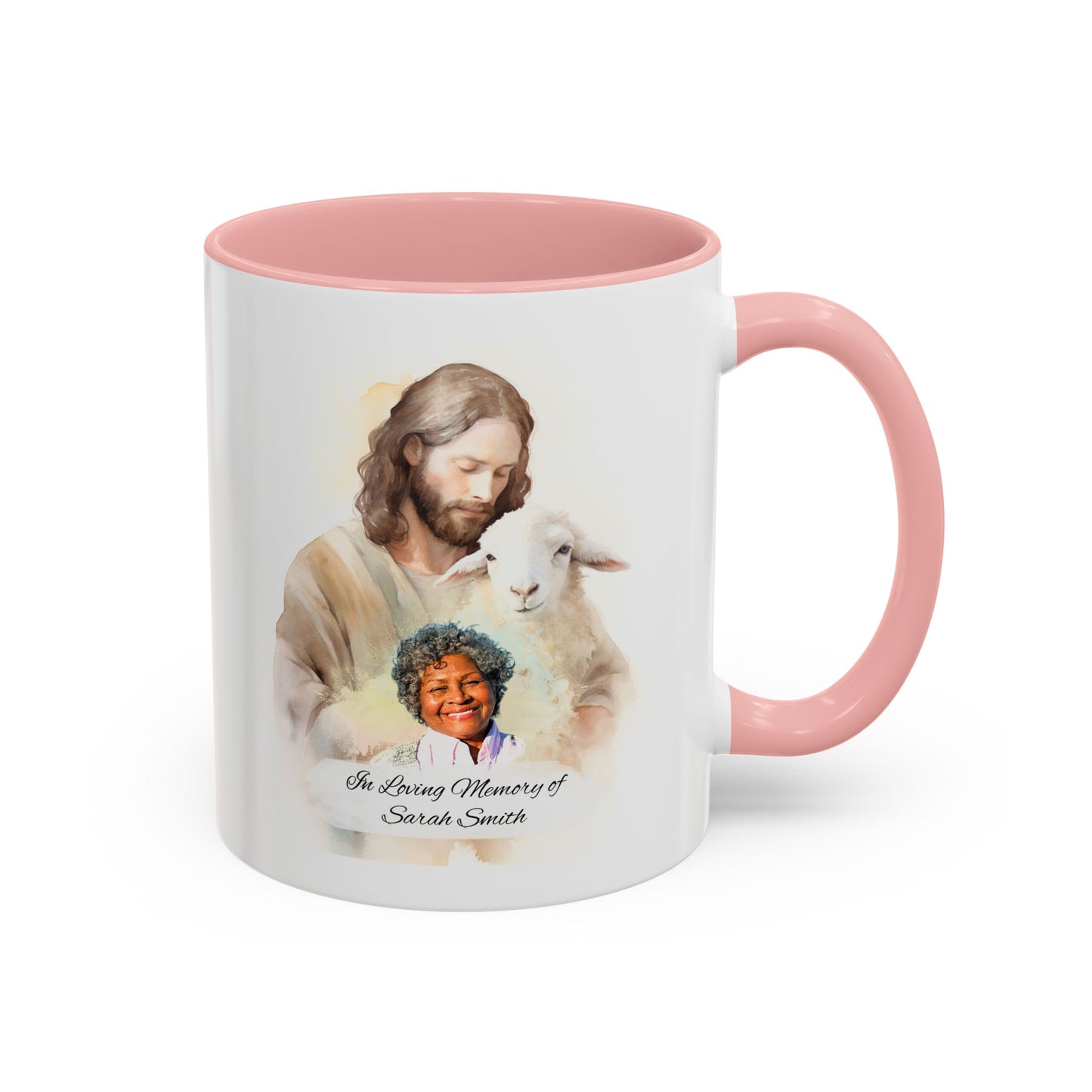 Custom Memorial Accent Coffee Mug with Photo and Text – Sacred Shepherd Keepsake