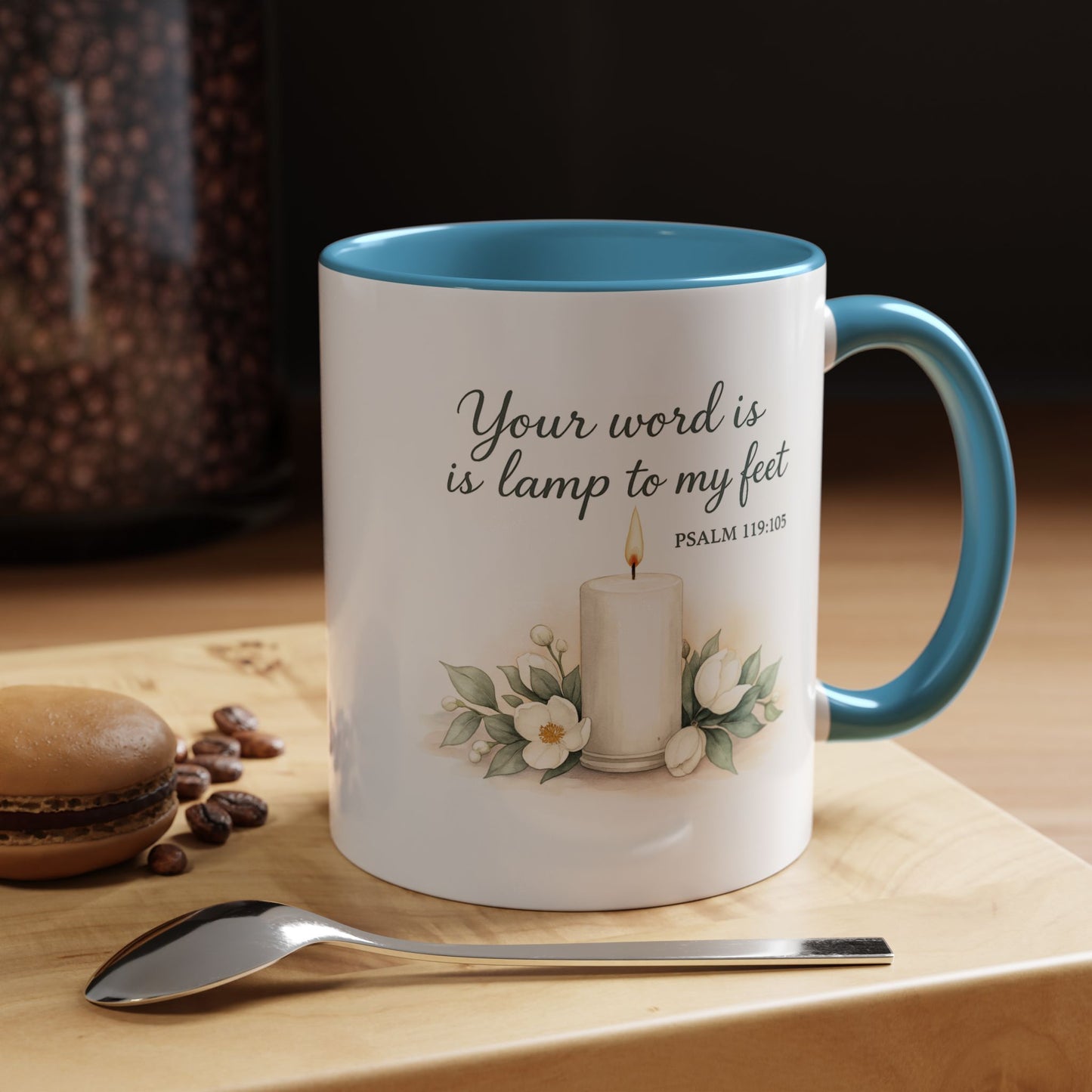 Memorial Accent Coffee Mug - Your Word Is a Lamp to My Feet - Psalm 119:105
