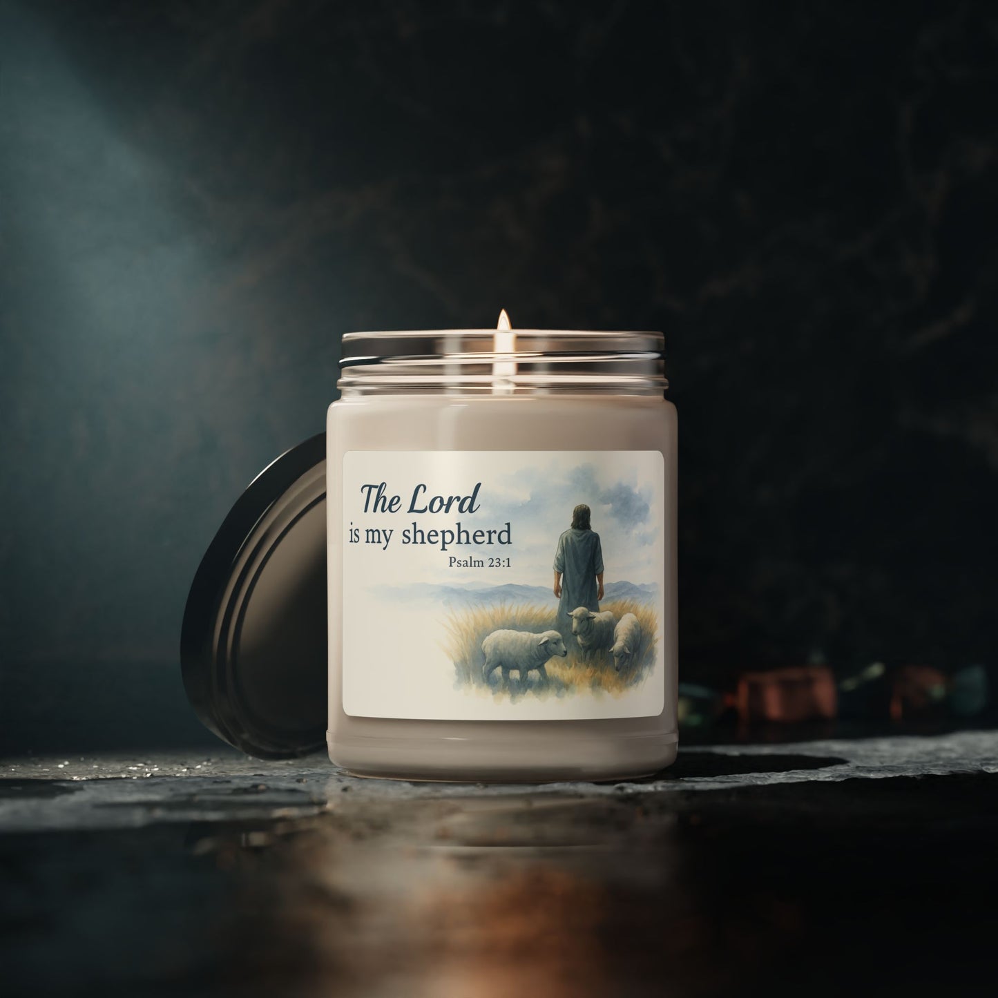 Scented Soy Candle - The Lord is My Shepherd - Psalm 23:1 - Serenity Home Decor