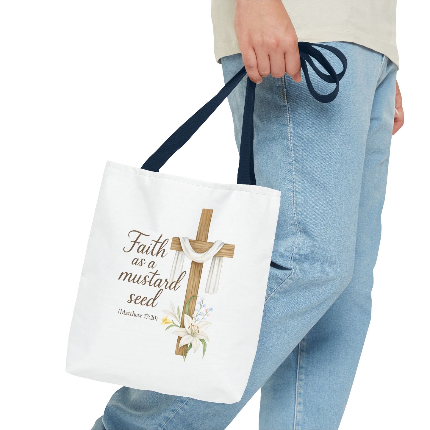 Inspirational Tote Bag - Faith as a Mustard Seed - Matthew 17:20 Memorial Gift