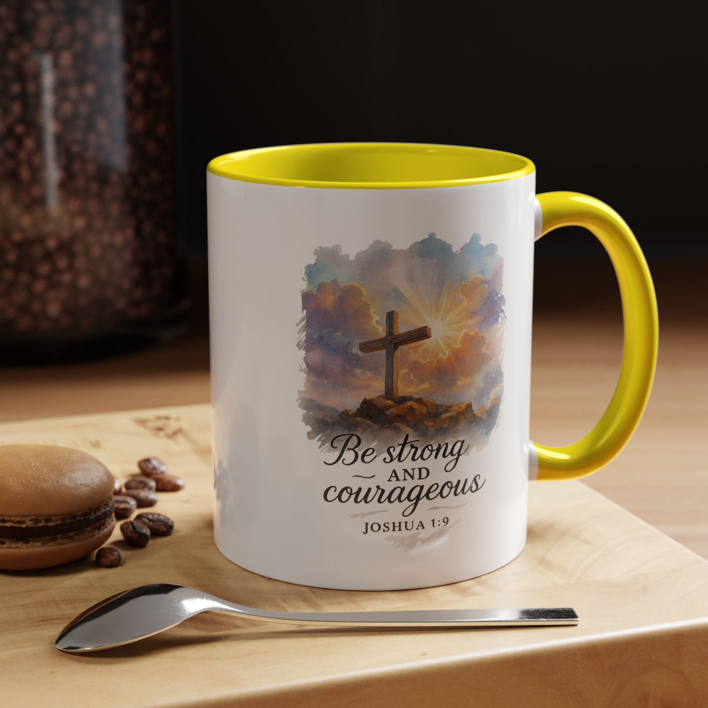 Memorial Accent Coffee Mug - Be Strong and Courageous - Joshua 1:9