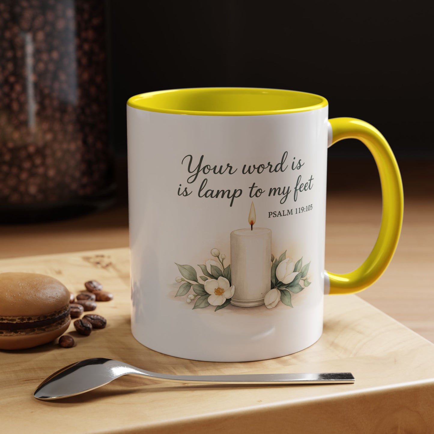 Memorial Accent Coffee Mug - Your Word Is a Lamp to My Feet - Psalm 119:105