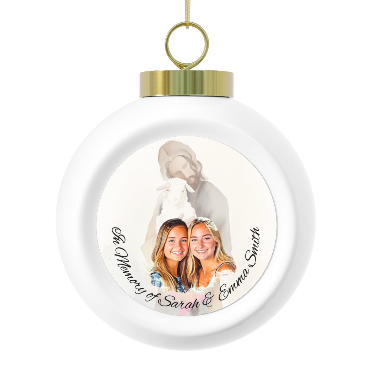 Memorial Christmas Ball Ornament, Personalized Held in His Loving Arms Keepsake, Eternal Memory Holiday Decor