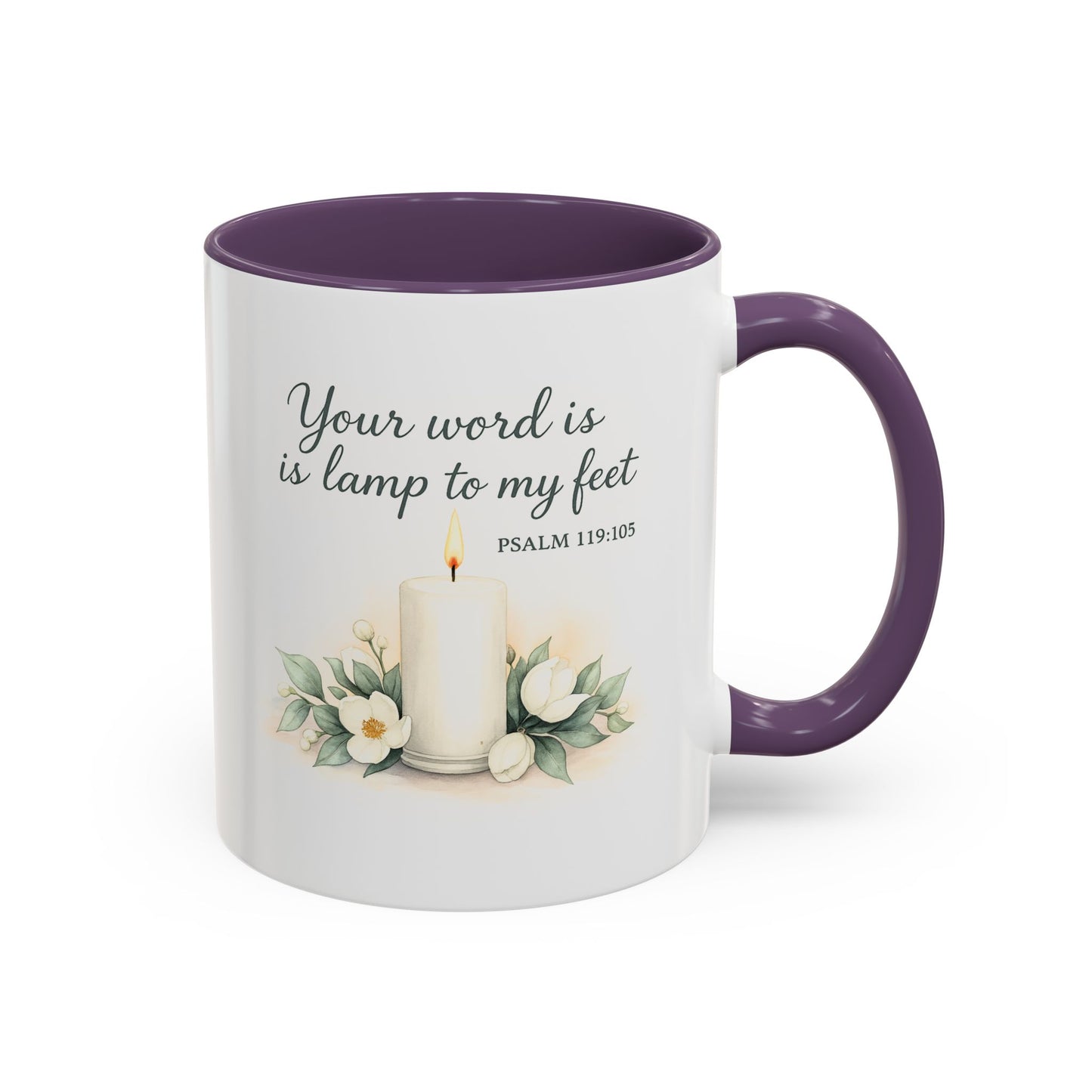 Memorial Accent Coffee Mug - Your Word Is a Lamp to My Feet - Psalm 119:105