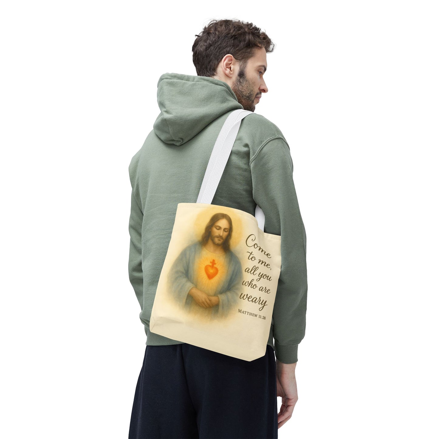 Inspirational Tote Bag - Come to Me, All You Who Are Weary - Matthew 11:28 Memorial Gift