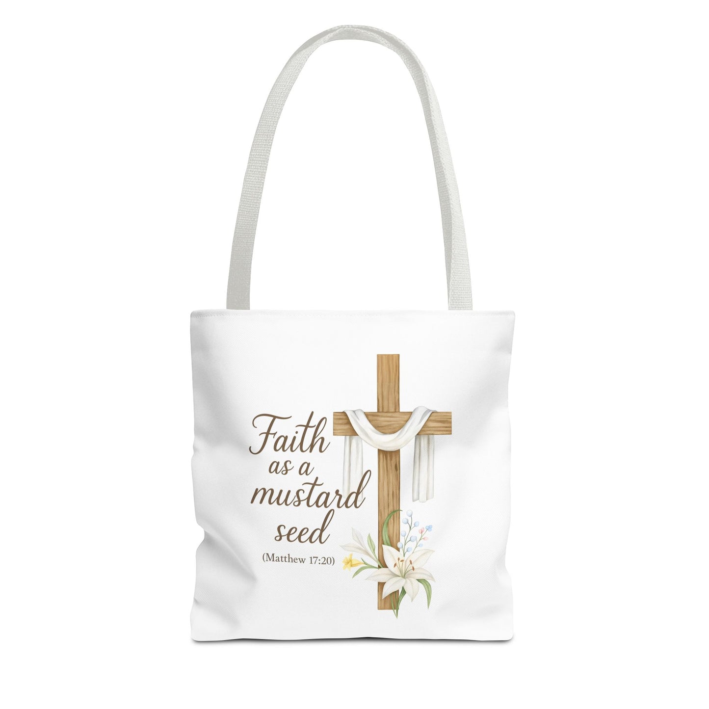 Inspirational Tote Bag - Faith as a Mustard Seed - Matthew 17:20 Memorial Gift