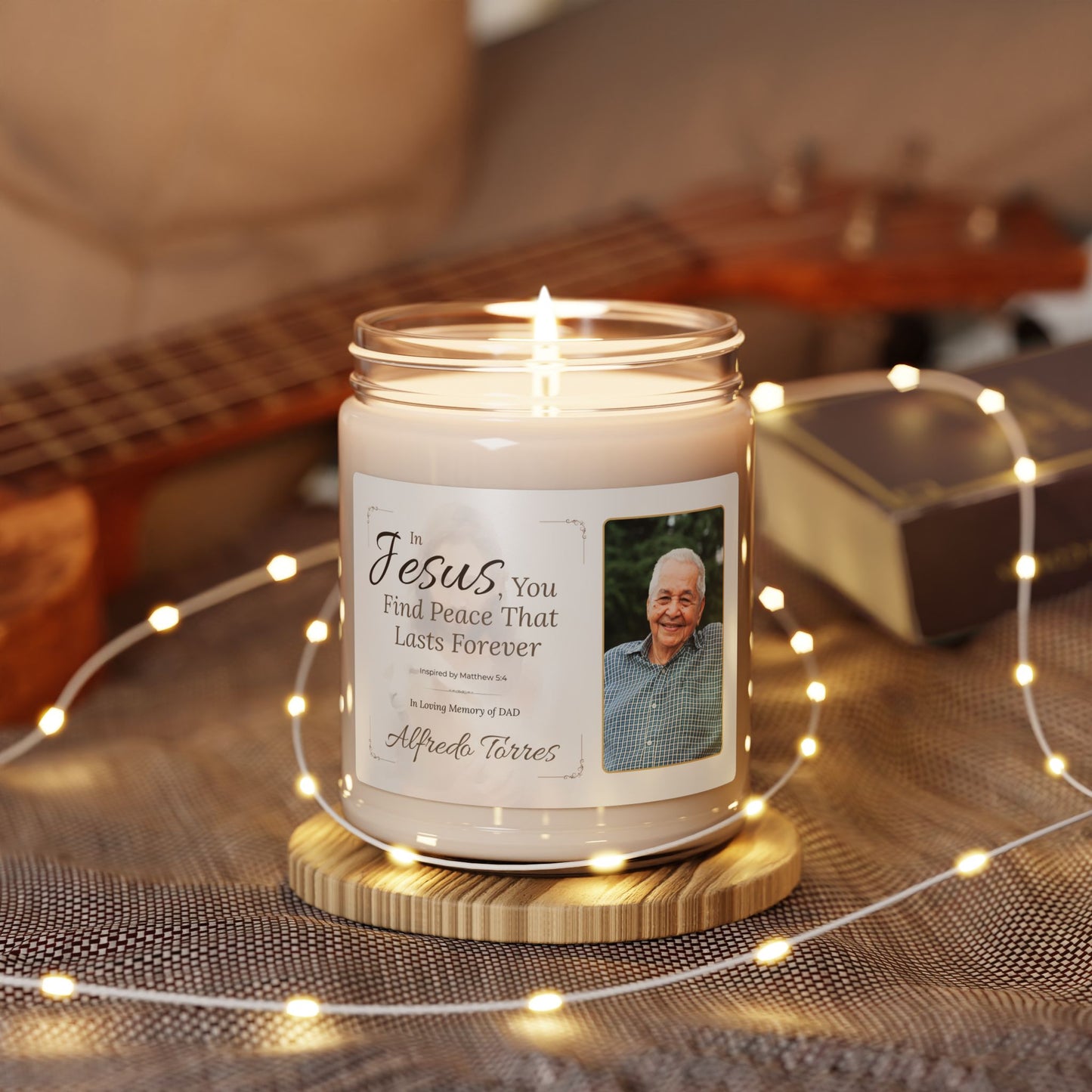 Lasting Peace Memorial Candle | Personalized Christian Sympathy Gift for Loss of Father