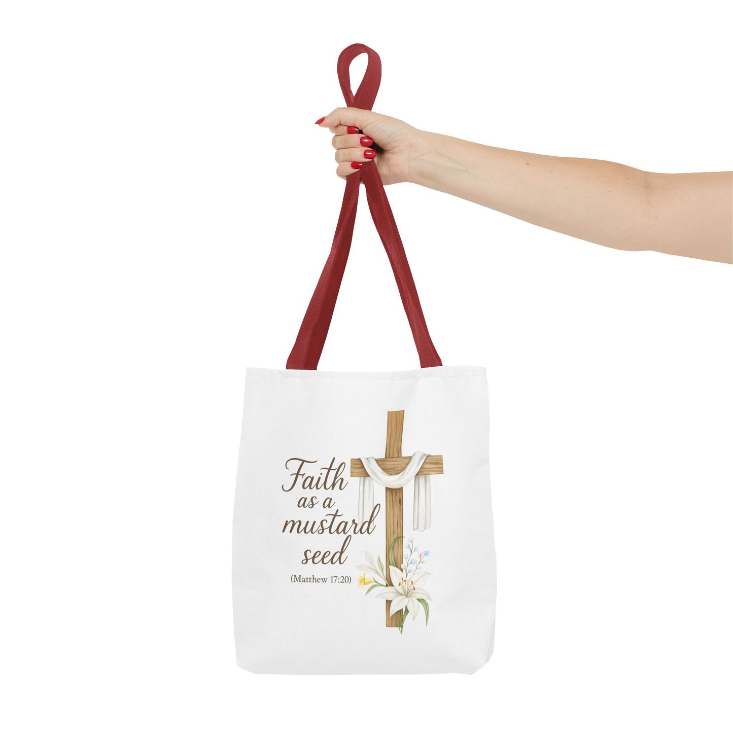 Inspirational Tote Bag - Faith as a Mustard Seed - Matthew 17:20 Memorial Gift