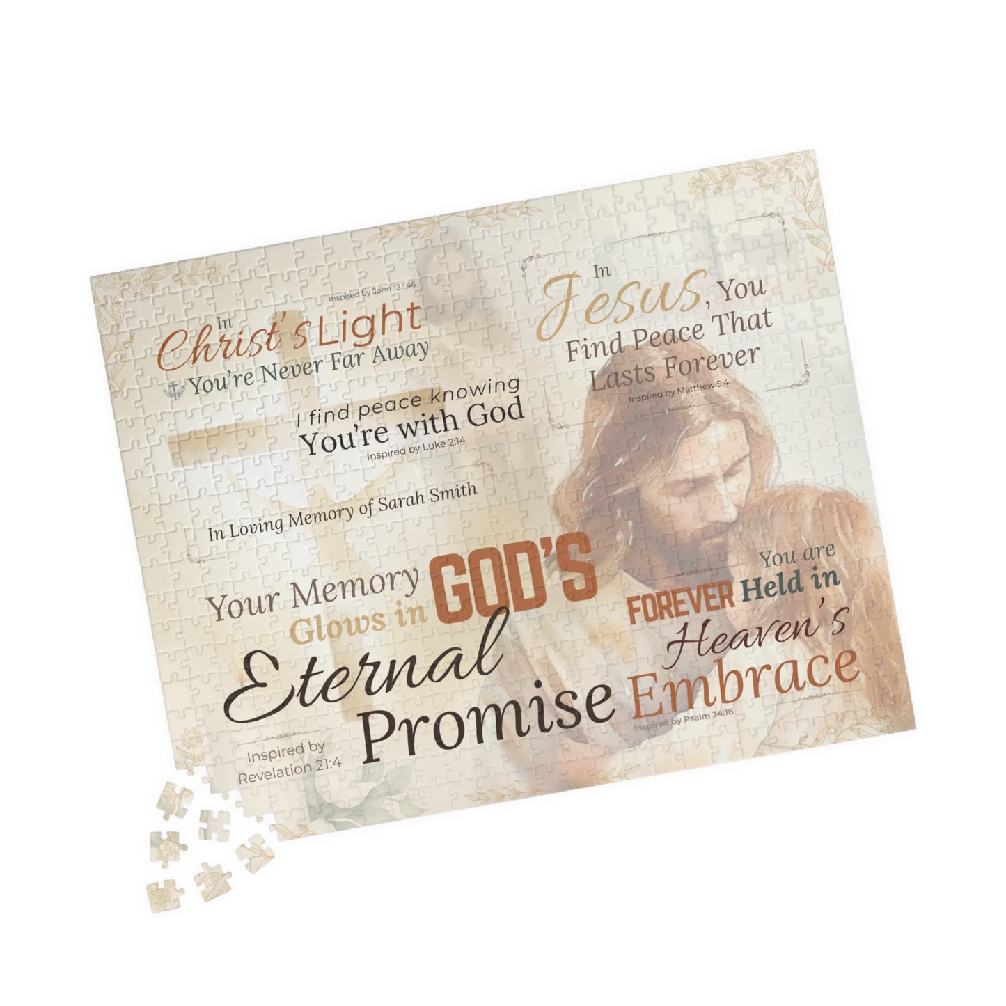Personalized Sacred Embrace Memorial Puzzle for Her – Eternal Memory Keepsake