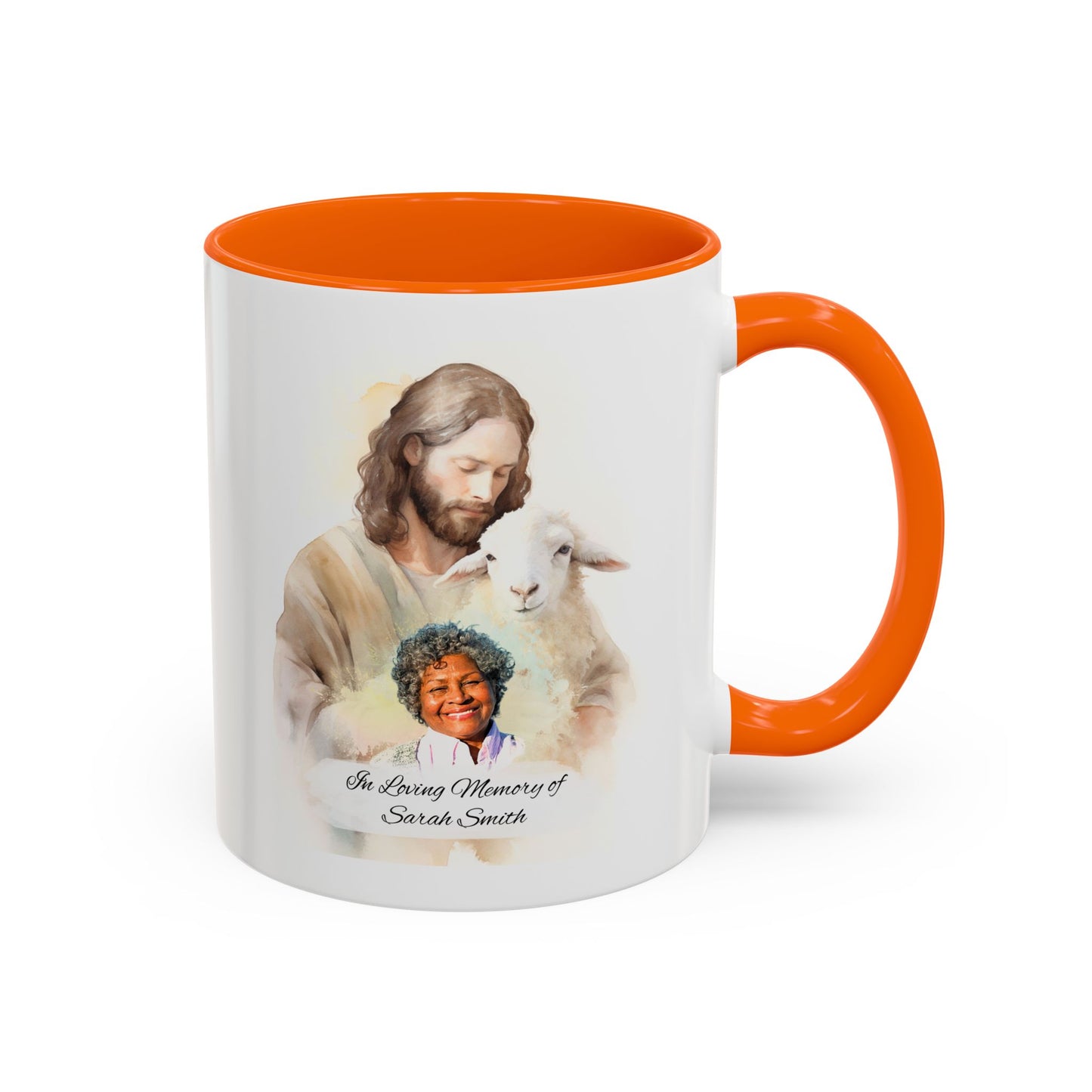 Custom Memorial Accent Coffee Mug with Photo and Text – Sacred Shepherd Keepsake
