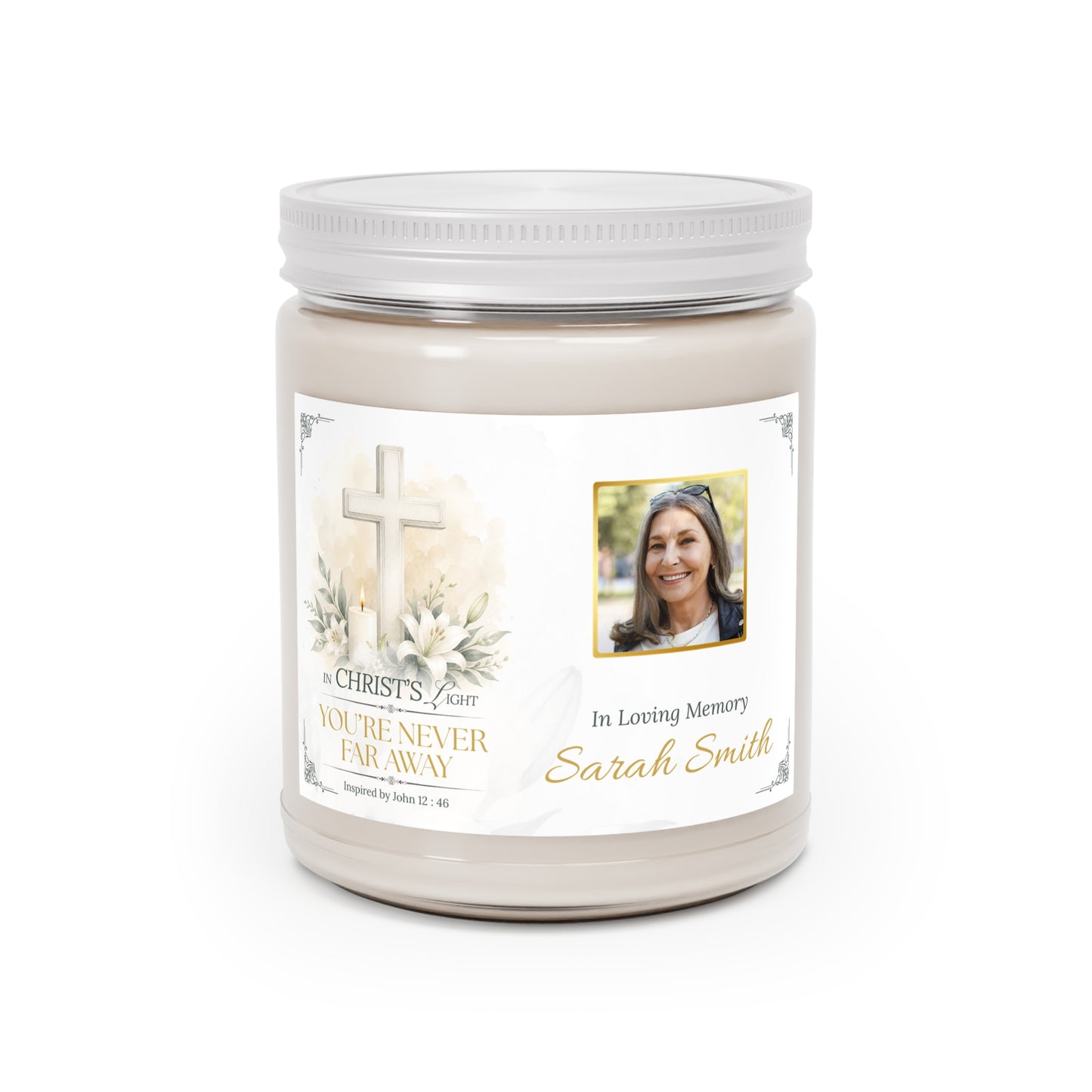 Christ's Light Personalized Photo Memorial Candle