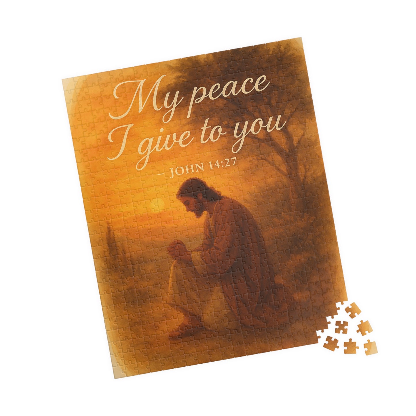 Watercolor Jesus Puzzle - Serenity Over Gethsemane Bible Verse Memorial Gift