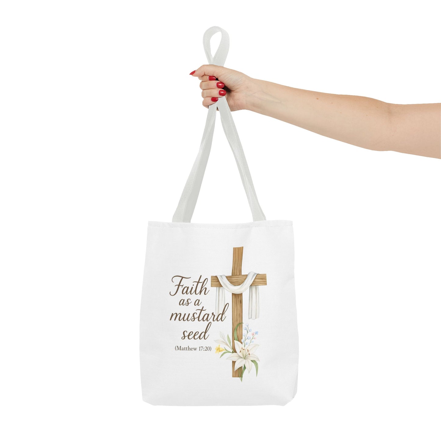 Inspirational Tote Bag - Faith as a Mustard Seed - Matthew 17:20 Memorial Gift