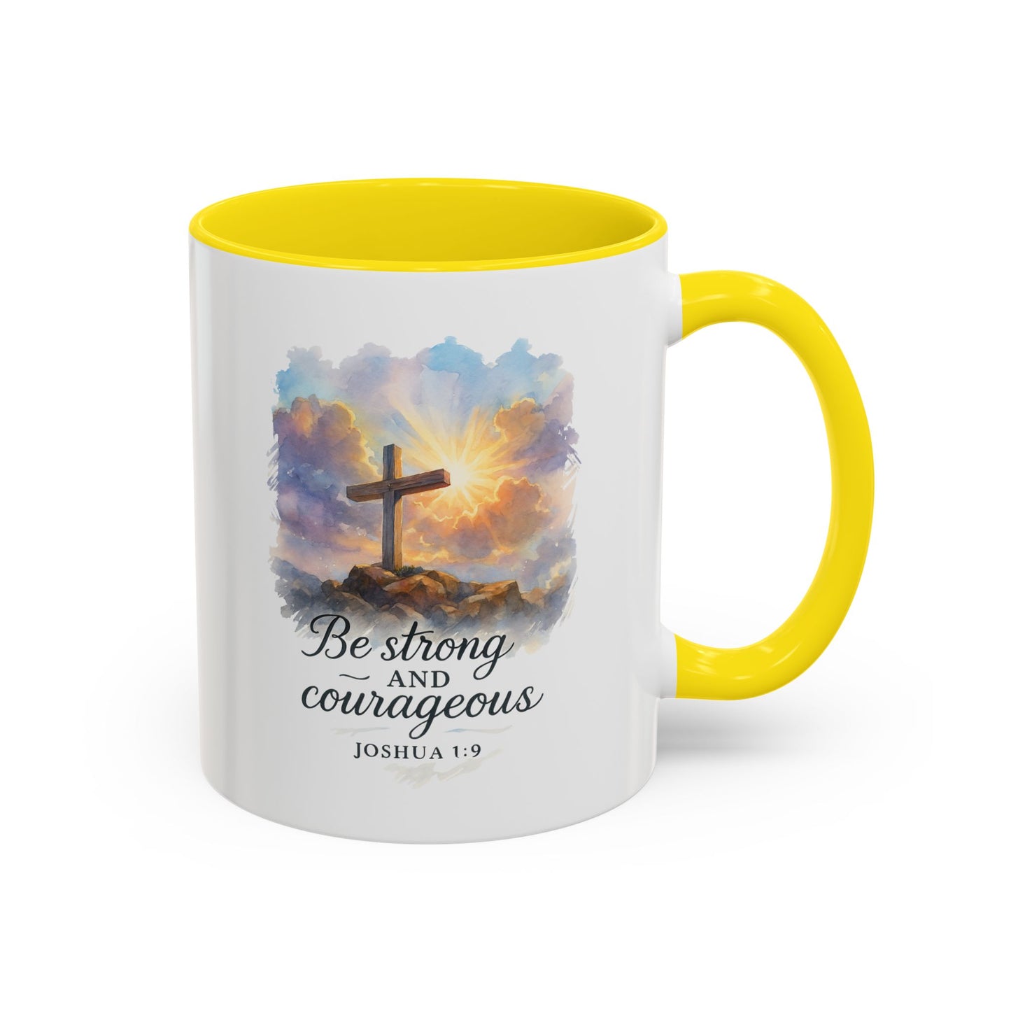 Memorial Accent Coffee Mug - Be Strong and Courageous - Joshua 1:9