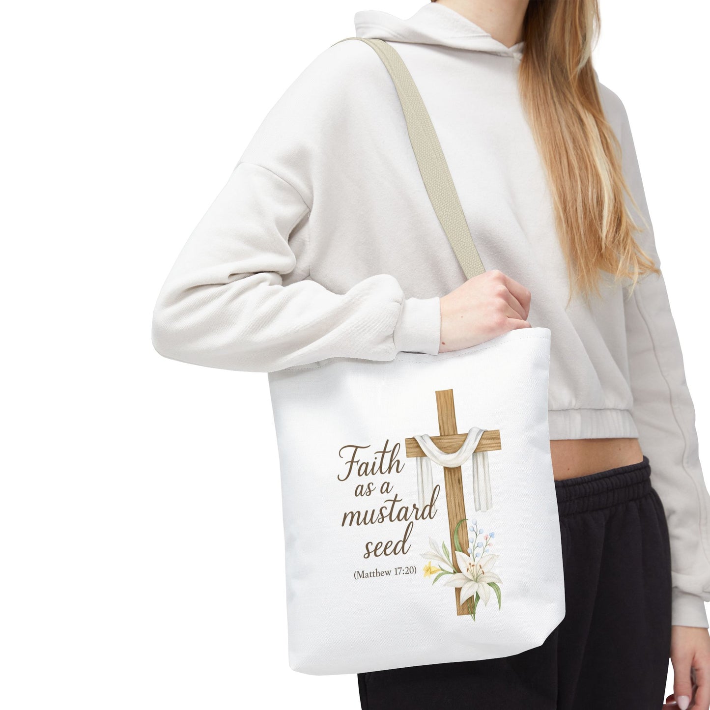Inspirational Tote Bag - Faith as a Mustard Seed - Matthew 17:20 Memorial Gift