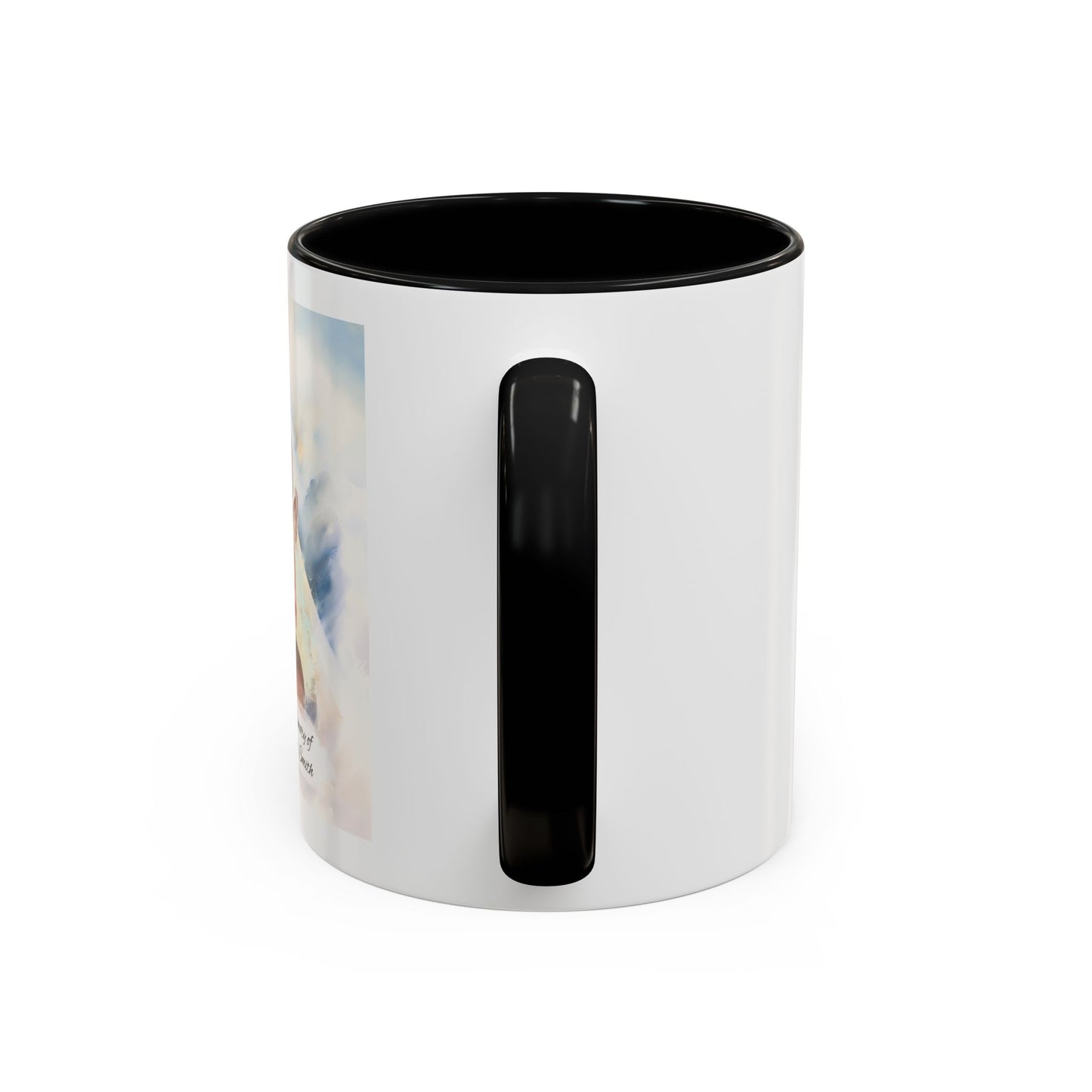Custom Memorial Accent Coffee Mug with Photo and Text – Sacred Background Keepsake